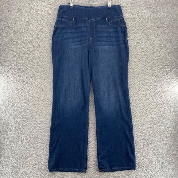 Chicos Jeans Womens 1 US 8 Blue Perfect Stretch Pull On Bootcut Dark Wash Denim* - Picture 1 of 14